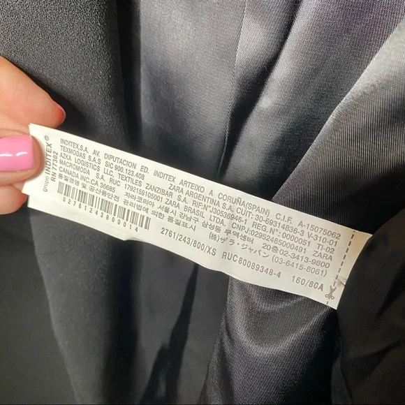 Zara Black Longline Ruched Sleeve Blazer Size XS - Picture 8 of 11